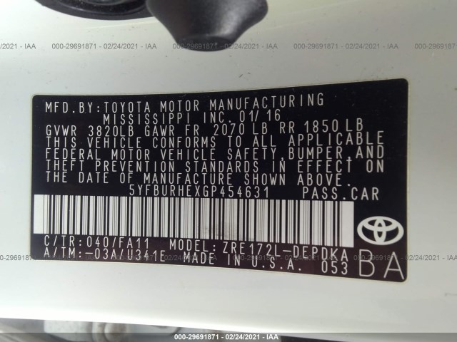 Photo 8 VIN: 5YFBURHEXGP454631 - TOYOTA COROLLA 