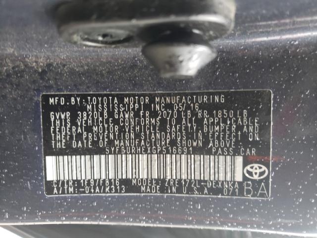 Photo 9 VIN: 5YFBURHEXGP516691 - TOYOTA COROLLA L 