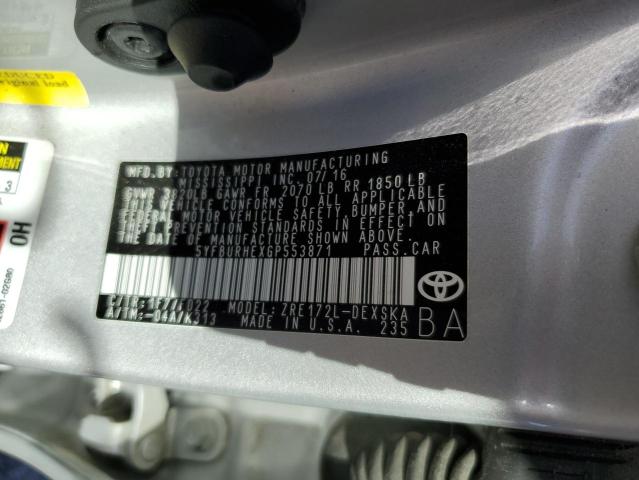 Photo 12 VIN: 5YFBURHEXGP553871 - TOYOTA COROLLA L 