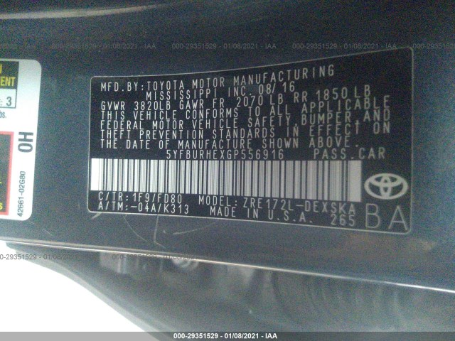 Photo 8 VIN: 5YFBURHEXGP556916 - TOYOTA COROLLA 