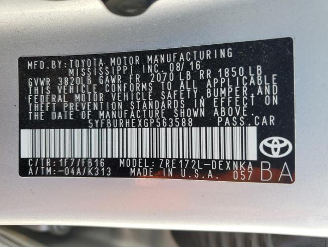 Photo 12 VIN: 5YFBURHEXGP563588 - TOYOTA COROLLA 