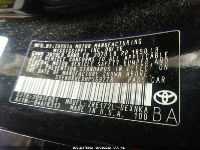 Photo 8 VIN: 5YFBURHEXHP569778 - TOYOTA COROLLA 