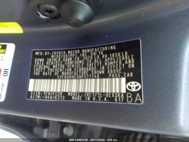 Photo 8 VIN: 5YFBURHEXHP577248 - TOYOTA COROLLA 