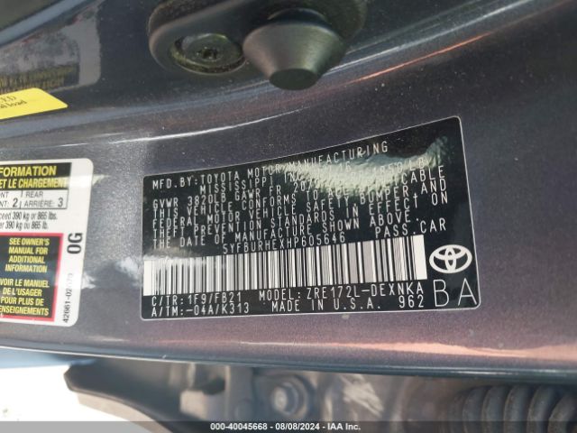 Photo 8 VIN: 5YFBURHEXHP605646 - TOYOTA COROLLA 