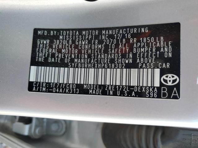 Photo 11 VIN: 5YFBURHEXHP618302 - TOYOTA COROLLA 