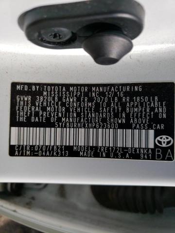 Photo 9 VIN: 5YFBURHEXHP623600 - TOYOTA COROLLA L 