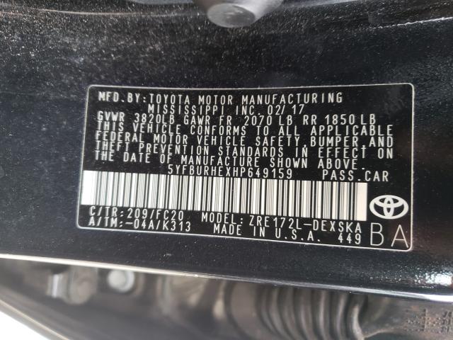 Photo 9 VIN: 5YFBURHEXHP649159 - TOYOTA COROLLA L 