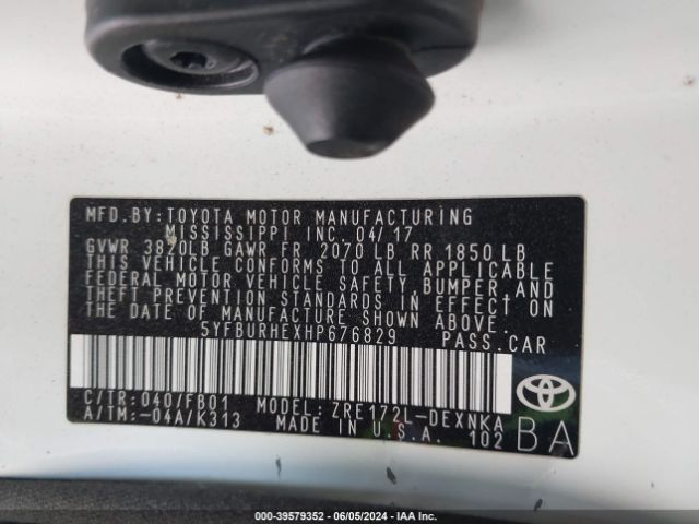 Photo 8 VIN: 5YFBURHEXHP676829 - TOYOTA COROLLA 