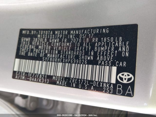 Photo 8 VIN: 5YFBURHEXHP699026 - TOYOTA COROLLA 