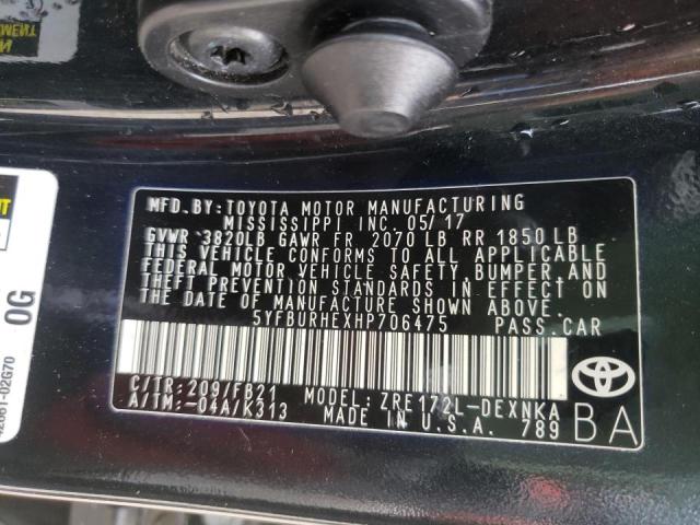 Photo 9 VIN: 5YFBURHEXHP706475 - TOYOTA COROLLA L 