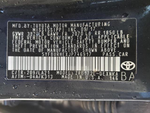 Photo 9 VIN: 5YFBURHEXJP746917 - TOYOTA COROLLA L 