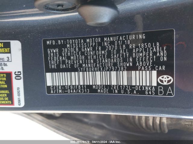 Photo 8 VIN: 5YFBURHEXJP797382 - TOYOTA COROLLA 