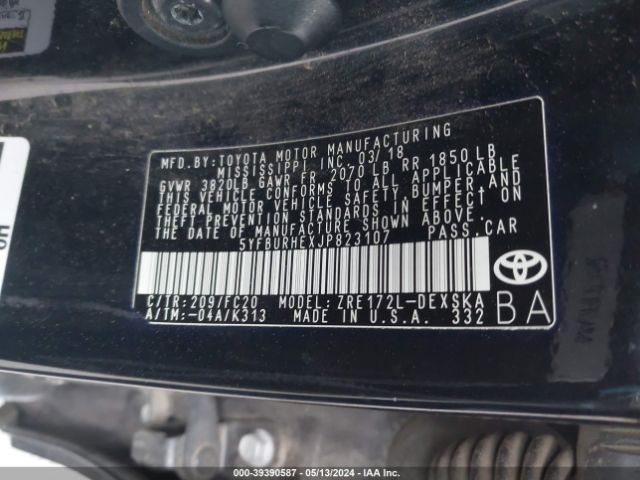 Photo 8 VIN: 5YFBURHEXJP823107 - TOYOTA COROLLA 