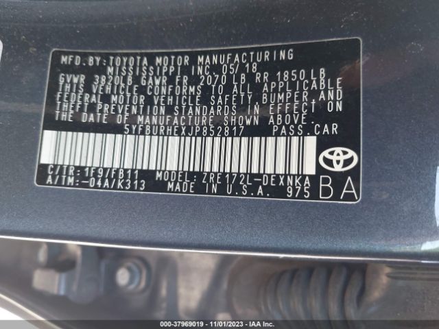 Photo 8 VIN: 5YFBURHEXJP852817 - TOYOTA COROLLA 