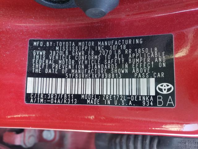 Photo 9 VIN: 5YFBURHEXKP898813 - TOYOTA COROLLA L 