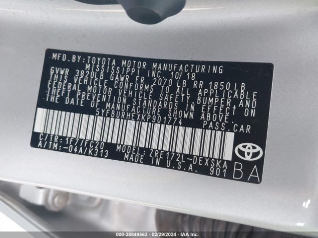 Photo 8 VIN: 5YFBURHEXKP901774 - TOYOTA COROLLA 