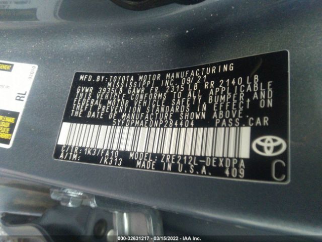 Photo 8 VIN: 5YFDPMAE0NP284404 - TOYOTA COROLLA 