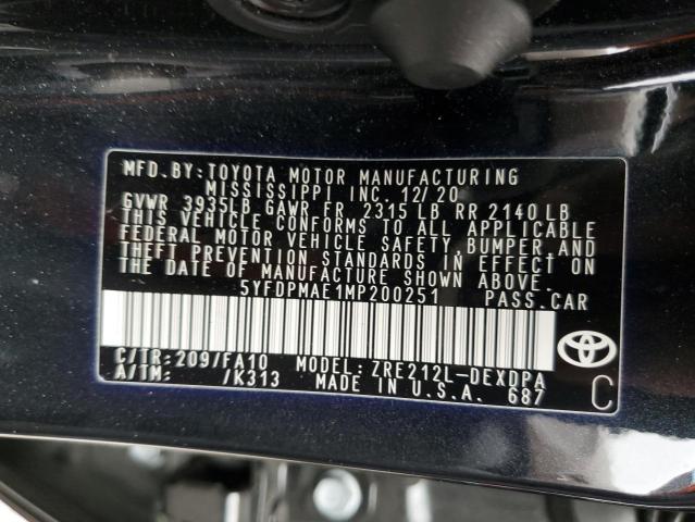 Photo 11 VIN: 5YFDPMAE1MP200251 - TOYOTA COROLLA L 