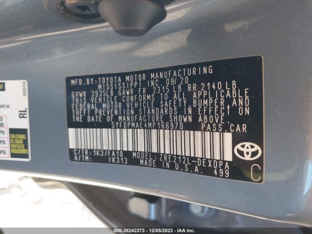 Photo 8 VIN: 5YFDPMAE4MP166970 - TOYOTA COROLLA 