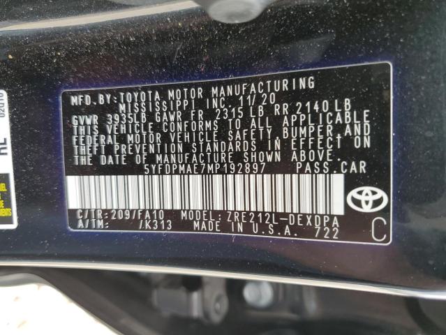 Photo 11 VIN: 5YFDPMAE7MP192897 - TOYOTA COROLLA L 