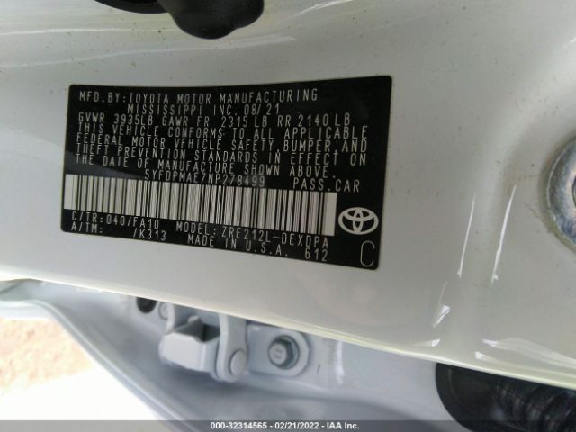 Photo 8 VIN: 5YFDPMAE7NP278499 - TOYOTA COROLLA 