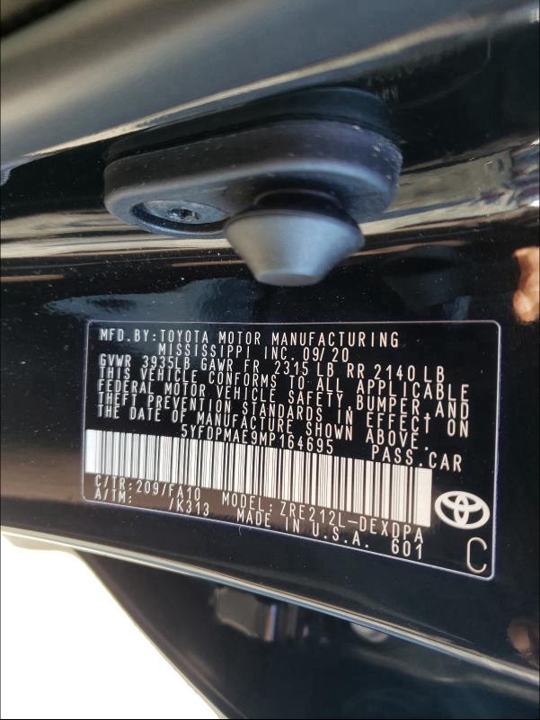 Photo 9 VIN: 5YFDPMAE9MP164695 - TOYOTA COROLLA L 