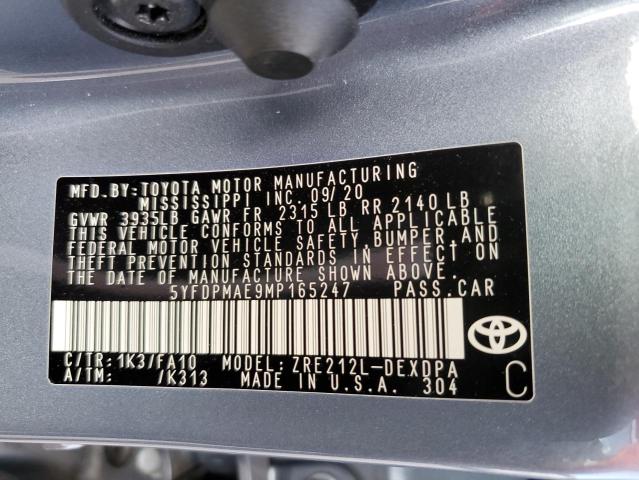 Photo 11 VIN: 5YFDPMAE9MP165247 - TOYOTA COROLLA L 