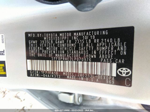 Photo 8 VIN: 5YFDPRAE2LP070976 - TOYOTA COROLLA 