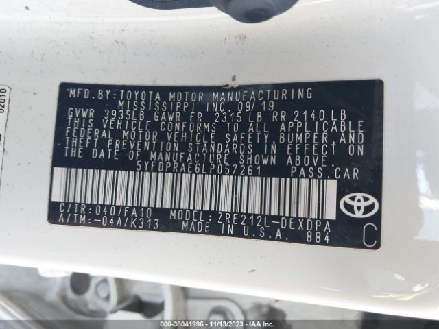 Photo 8 VIN: 5YFDPRAE6LP057261 - TOYOTA COROLLA 