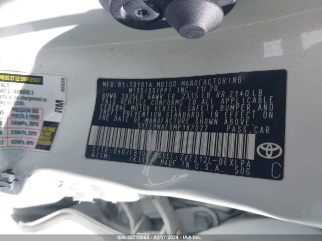 Photo 8 VIN: 5YFEPMAE0MP187027 - TOYOTA COROLLA 