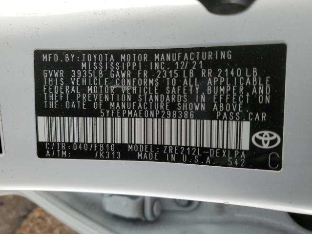 Photo 11 VIN: 5YFEPMAE0NP298386 - TOYOTA COROLLA 