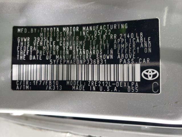 Photo 12 VIN: 5YFEPMAE0NP336831 - TOYOTA COROLLA 