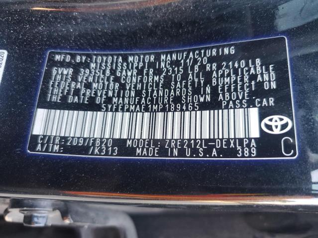 Photo 11 VIN: 5YFEPMAE1MP189465 - TOYOTA COROLLA LE 