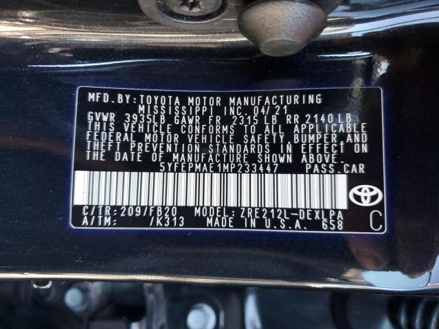 Photo 12 VIN: 5YFEPMAE1MP233447 - TOYOTA COROLLA LE 