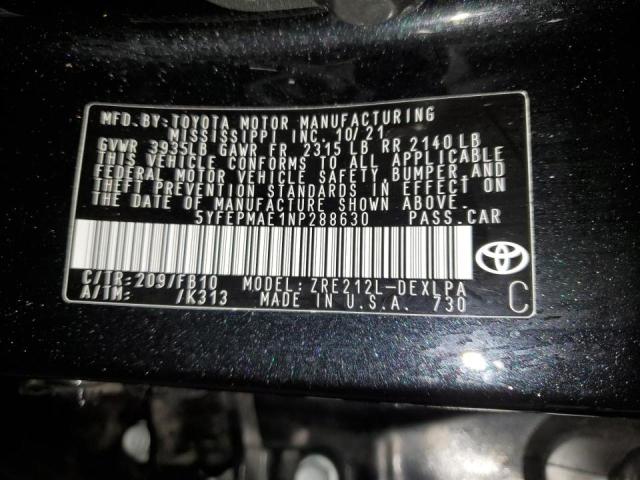 Photo 12 VIN: 5YFEPMAE1NP288630 - TOYOTA COROLLA 