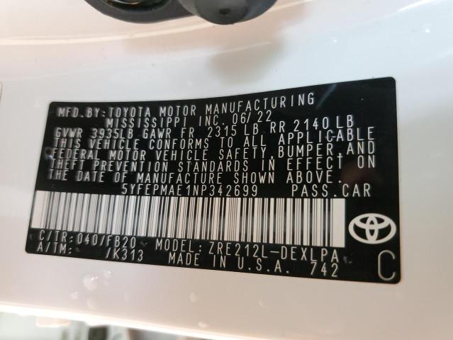 Photo 11 VIN: 5YFEPMAE1NP342699 - TOYOTA COROLLA 