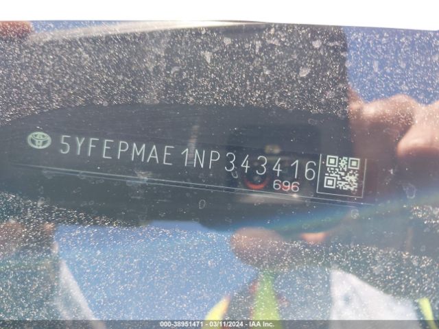 Photo 8 VIN: 5YFEPMAE1NP343416 - TOYOTA COROLLA 