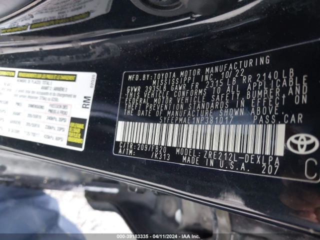 Photo 8 VIN: 5YFEPMAE1NP381017 - TOYOTA COROLLA 