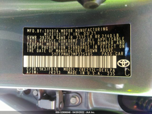 Photo 8 VIN: 5YFEPMAE2MP225485 - TOYOTA COROLLA 