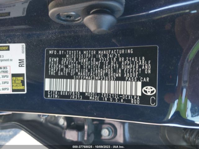 Photo 8 VIN: 5YFEPMAE2MP236597 - TOYOTA COROLLA 