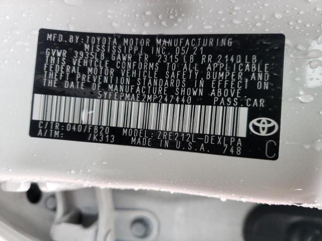 Photo 9 VIN: 5YFEPMAE2MP247440 - TOYOTA COROLLA LE 