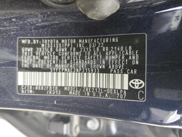 Photo 11 VIN: 5YFEPMAE2NP315933 - TOYOTA COROLLA 