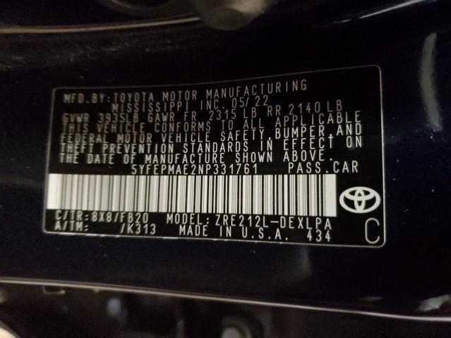 Photo 11 VIN: 5YFEPMAE2NP331761 - TOYOTA COROLLA 