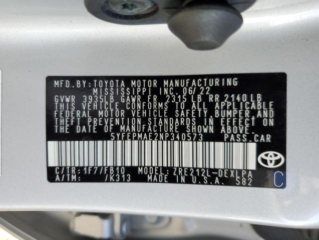 Photo 11 VIN: 5YFEPMAE2NP340573 - TOYOTA COROLLA LE 