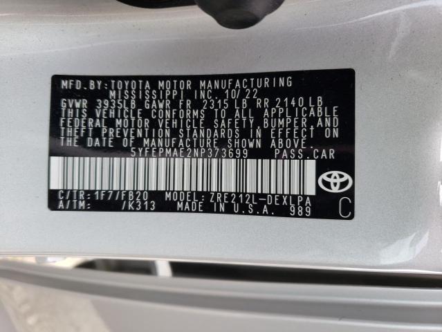 Photo 11 VIN: 5YFEPMAE2NP373699 - TOYOTA COROLLA 