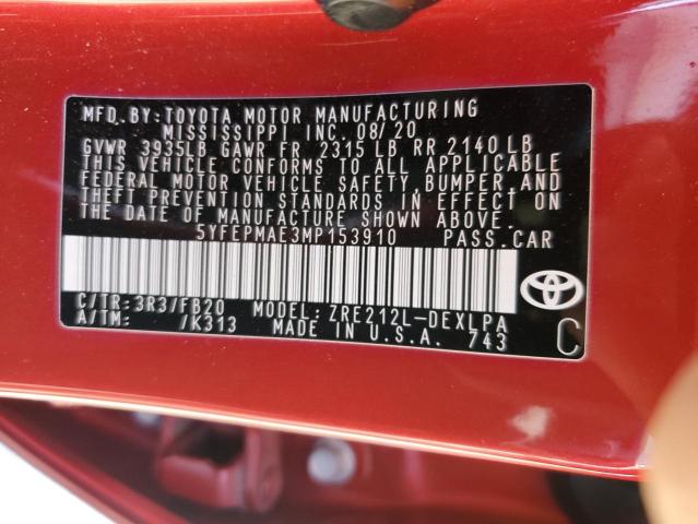 Photo 11 VIN: 5YFEPMAE3MP153910 - TOYOTA COROLLA 