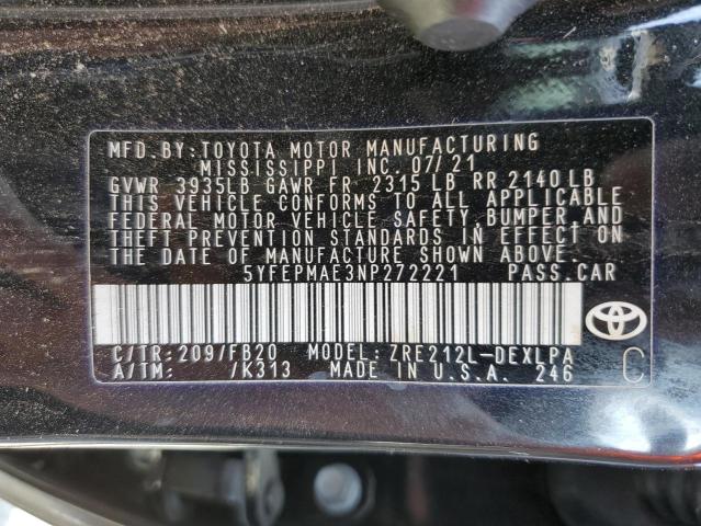 Photo 9 VIN: 5YFEPMAE3NP272221 - TOYOTA COROLLA LE 