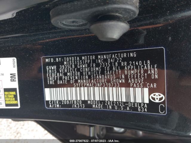 Photo 8 VIN: 5YFEPMAE3NP319733 - TOYOTA COROLLA 