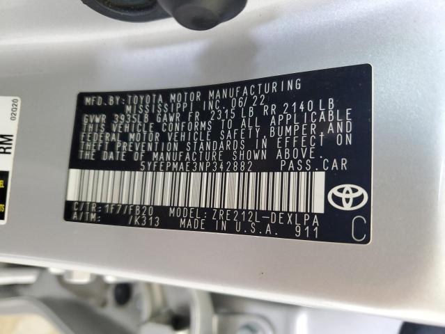 Photo 11 VIN: 5YFEPMAE3NP342882 - TOYOTA COROLLA 