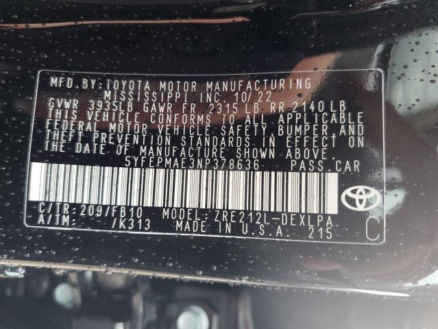 Photo 9 VIN: 5YFEPMAE3NP378636 - TOYOTA COROLLA LE 